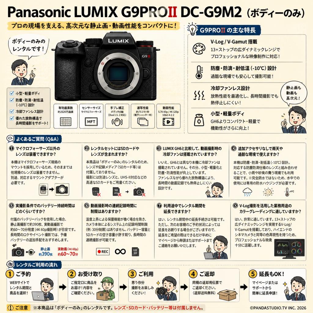 Panasonic Lumix G9PROII DC-G9M2（ボディーのみ） FAQ（よくある質問と答え）