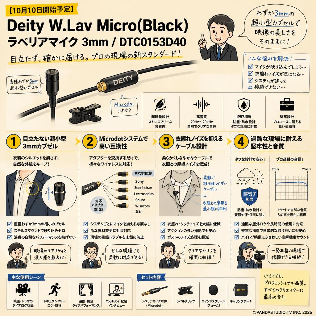 【10月10日開始予定】Deity  W.Lav Micro(Black)ラベリアマイク 3mm / DTC0153D40 概要