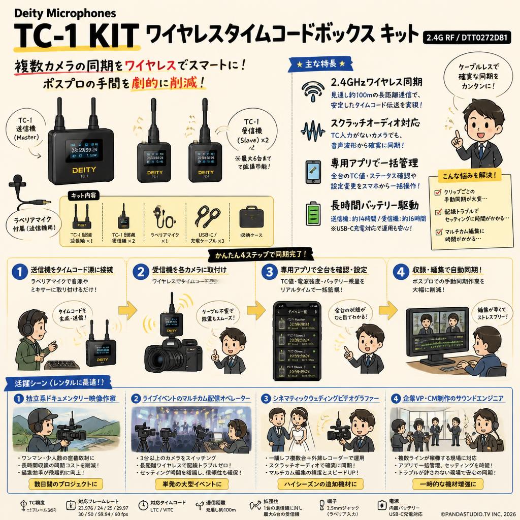 Deity Microphones TC-1 KIT ワイヤレスタイムコードボックス キット 2.4G RF / DTT0272D81 おもな対象のお客様