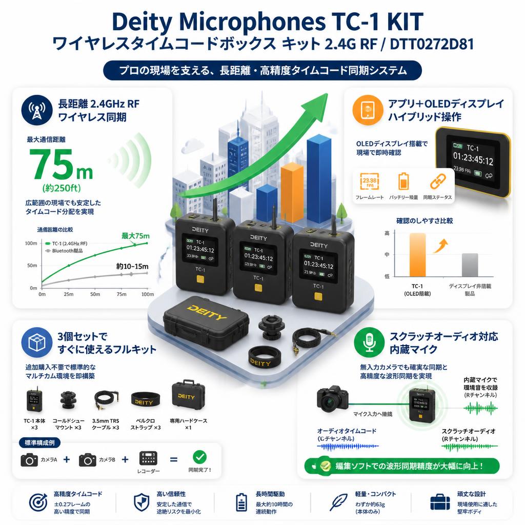 Deity Microphones TC-1 KIT ワイヤレスタイムコードボックス キット 2.4G RF / DTT0272D81 セールスポイント