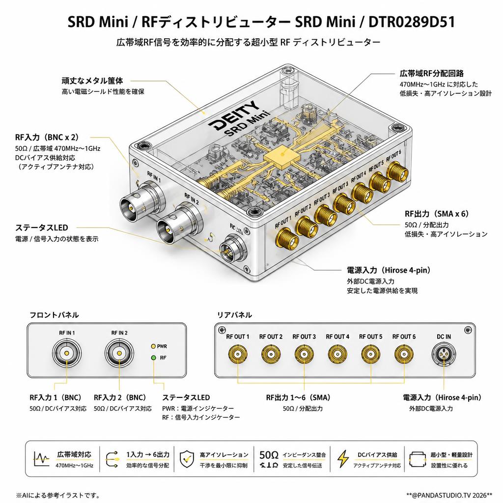 Deity Microphones SRD Mini / RF Distributor SRD Mini / DTR0289D51 スペック