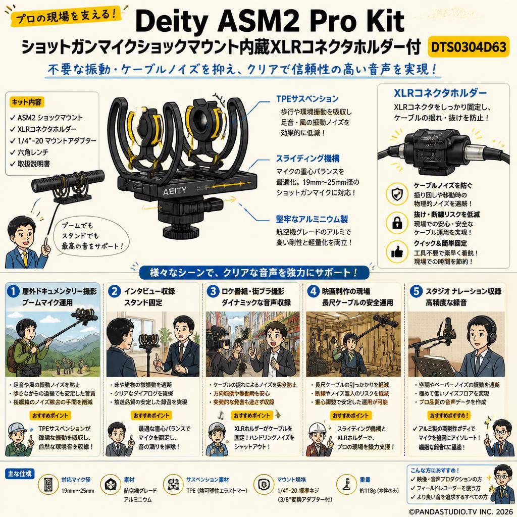 Deity ASM2 Pro Kit ショットガンマイクショックマウント内蔵XLRコネクタホルダー付 DTS0304D63 用途