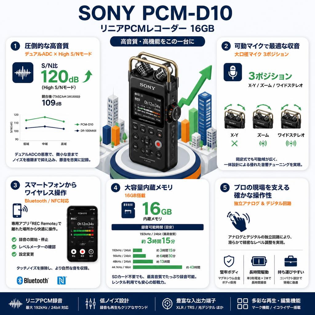 SONY PCM-D10 リニアPCMレコーダー 16GB セールスポイント