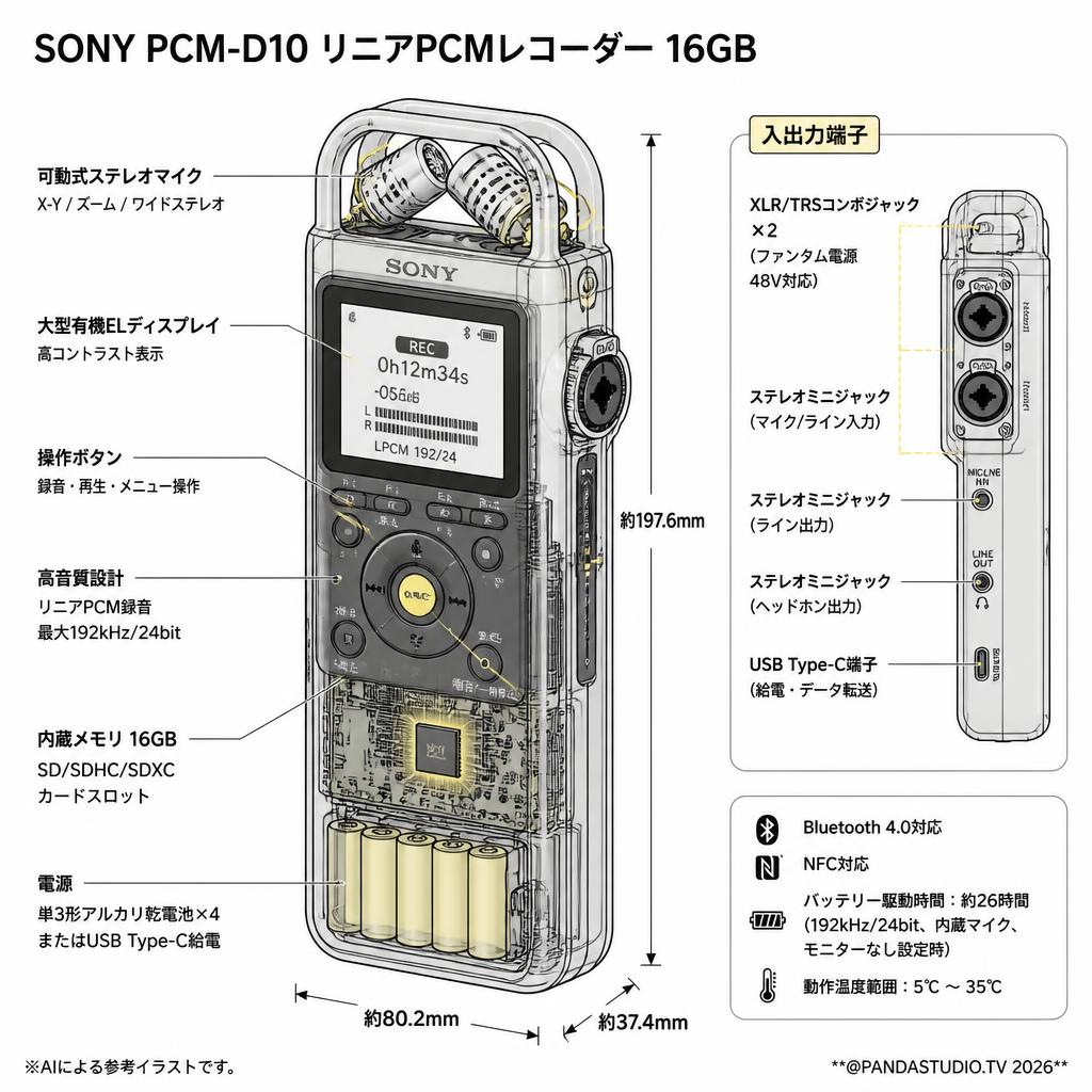 SONY PCM-D10 リニアPCMレコーダー 16GB スペック