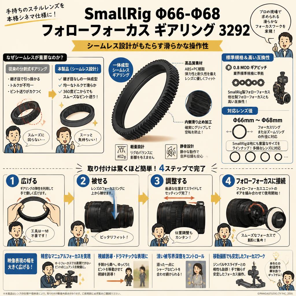SmallRig Φ66-Φ68フォローフォーカス ギアリング 3292 概要