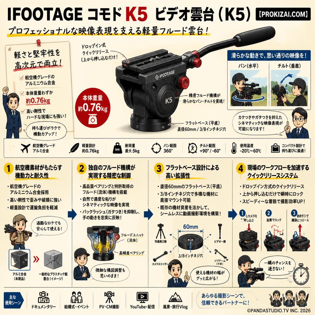 IFOOTAGE  コモドK5 ビデオ雲台 ( K5 )【PROKIZAI.COM】 概要