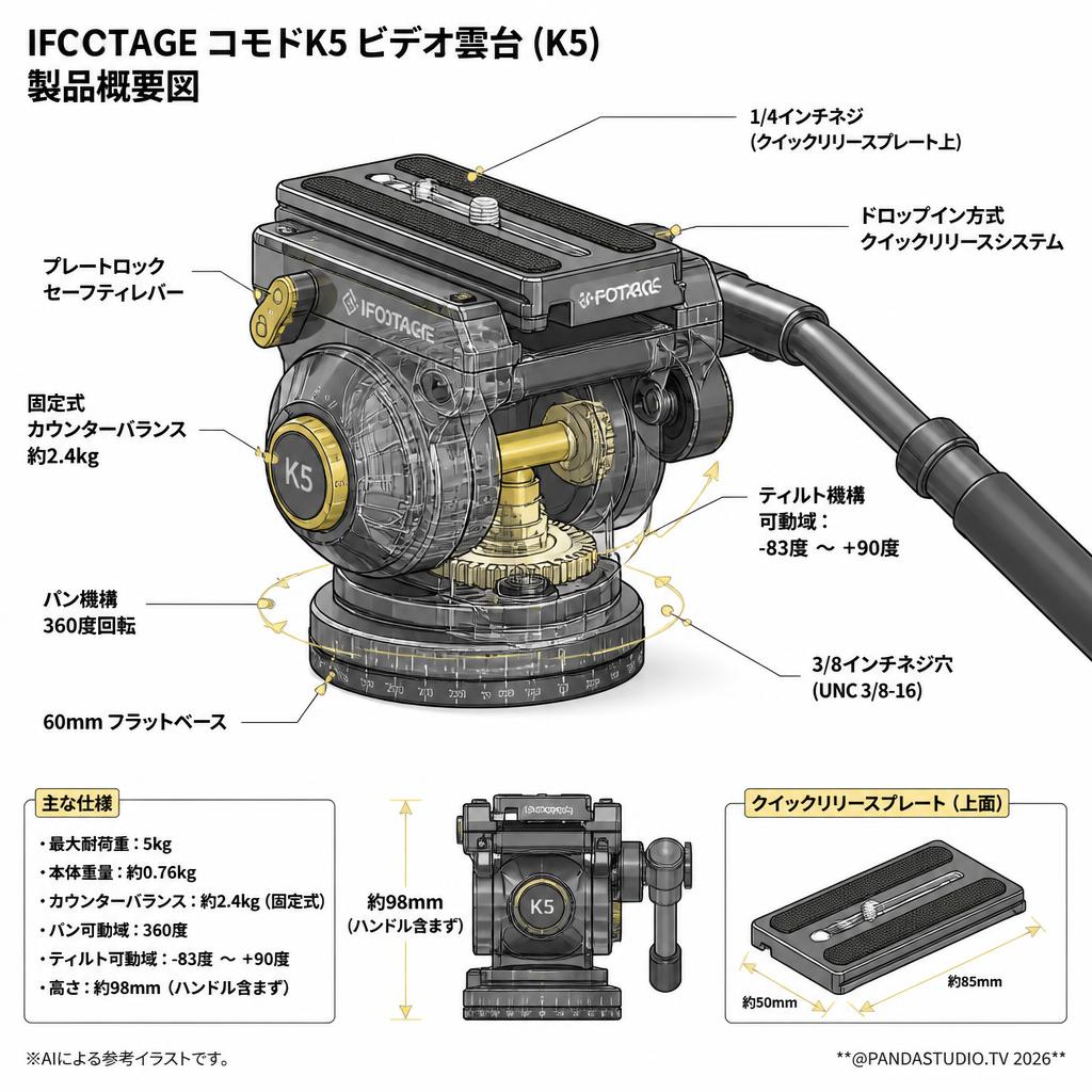 IFOOTAGE  コモドK5 ビデオ雲台 ( K5 )【PROKIZAI.COM】 スペック