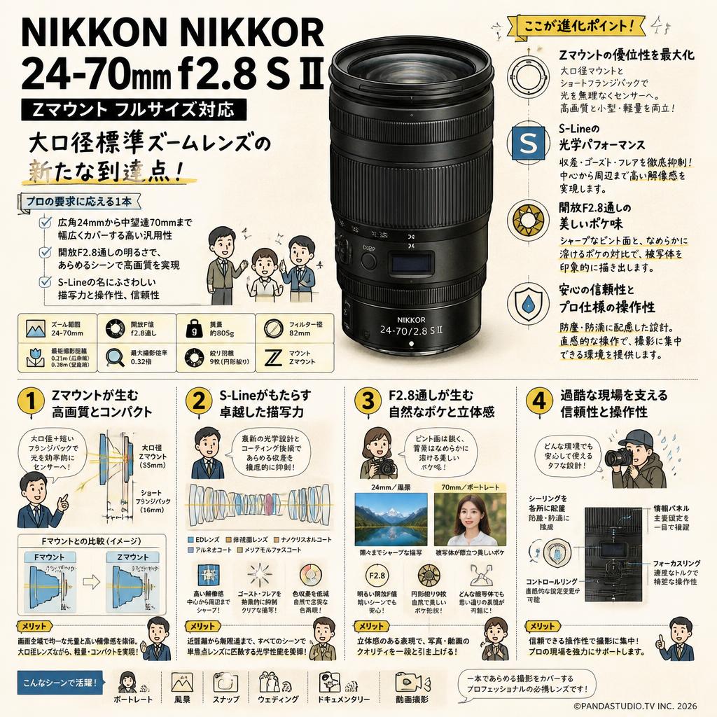 NIKKON NIKKOR 24-70mm f2.8 S II Zマウントフルサイズ対応 概要