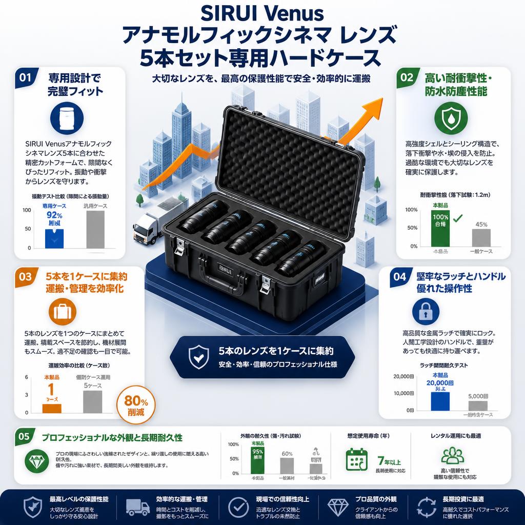 SIRUI Venus アナモルフィックシネマ レンズ ５本セット専用ハードケース セールスポイント