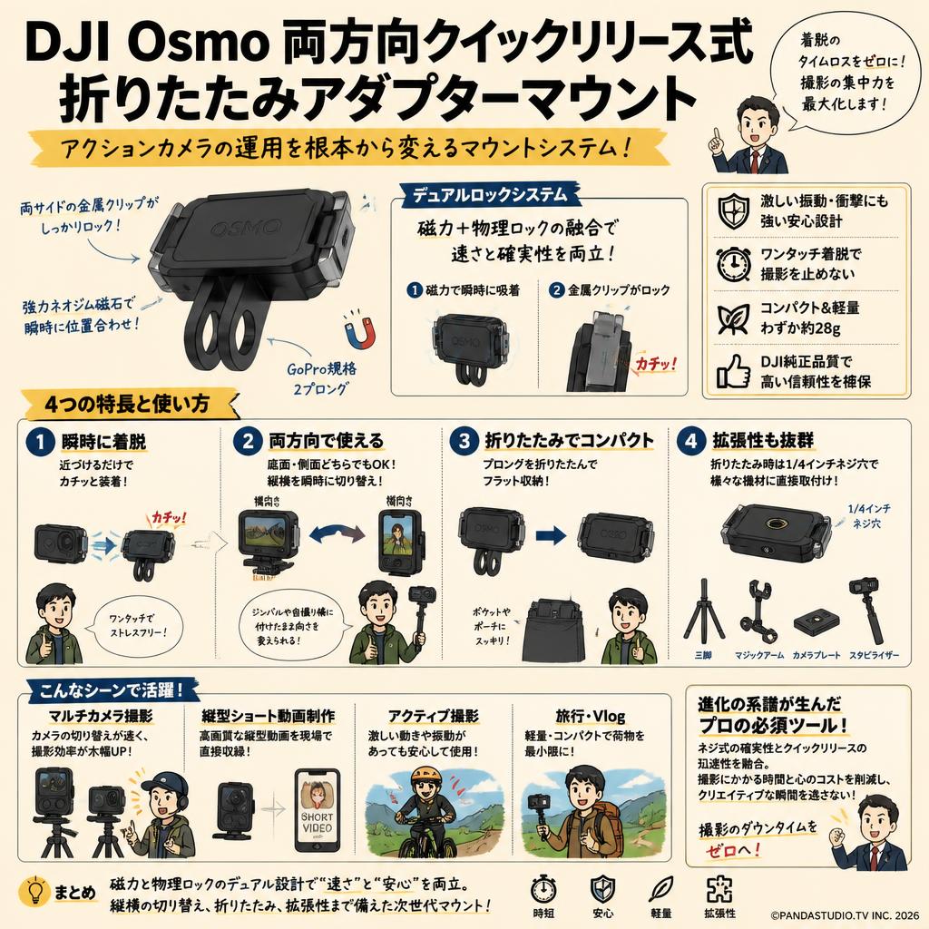 DJI Osmo 両方向クイックリリース式折りたたみアダプターマウント 概要