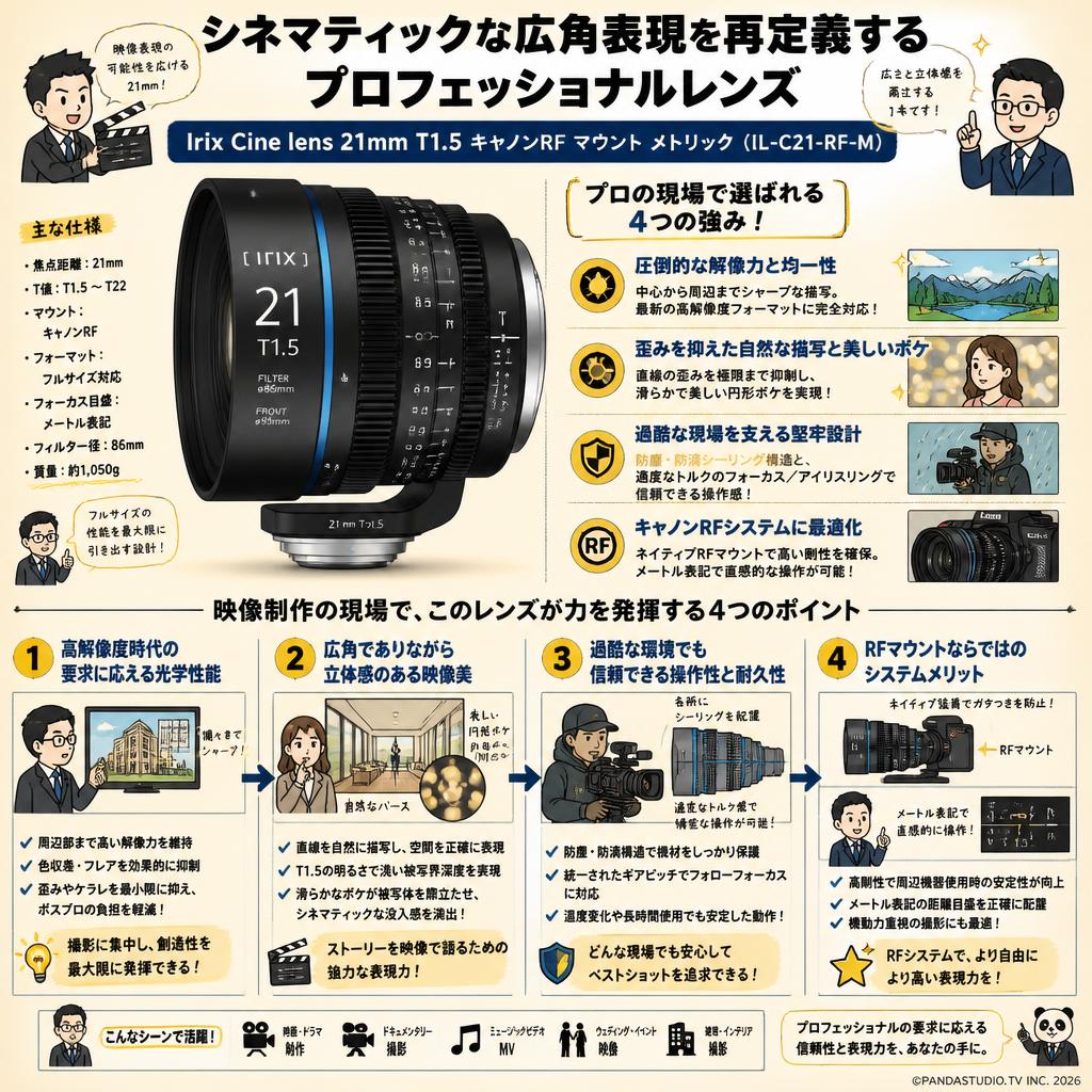 Irix Cine lens 21mm T1.5 キャノンRF マウント メトリック（IL-C21-RF-M） 概要