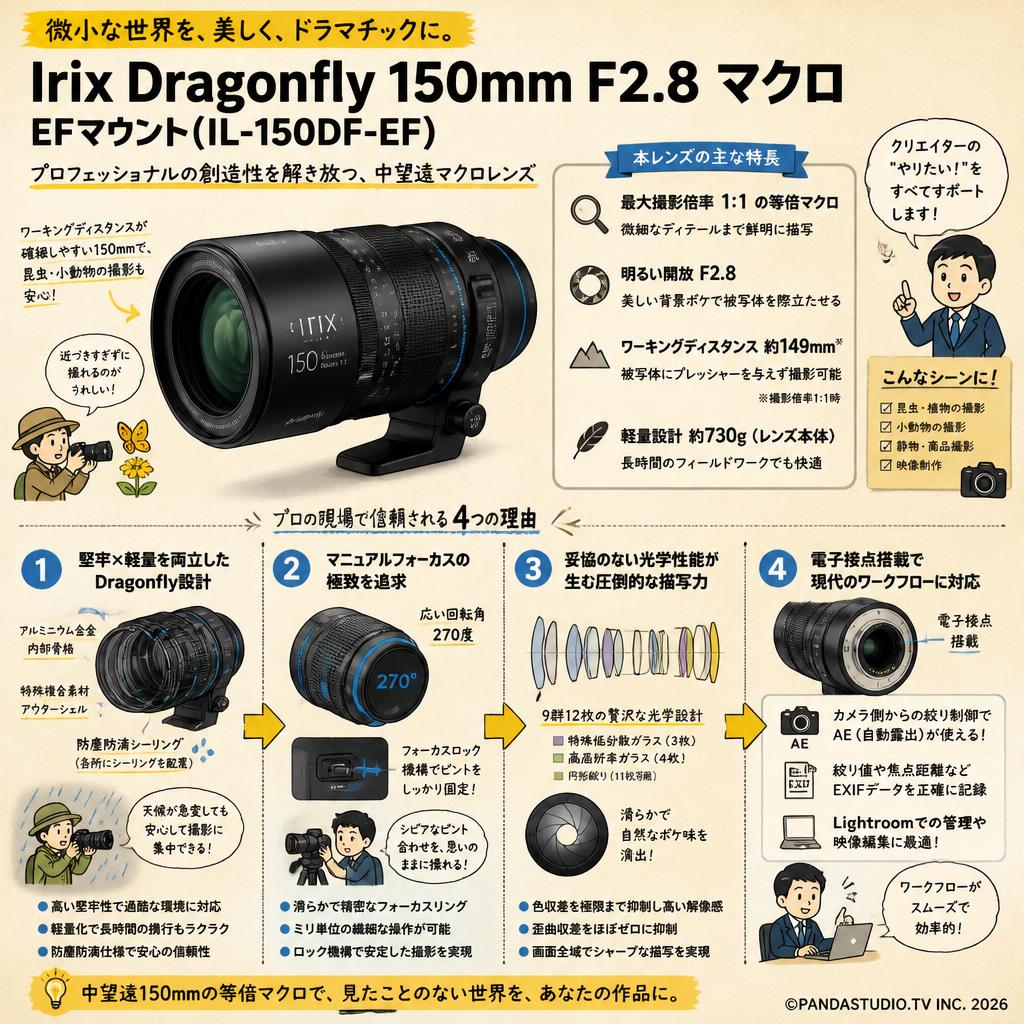 Irix Doragonfly 150mm F2.8 マクロ EFマウント(IL-150DF-EF) 概要