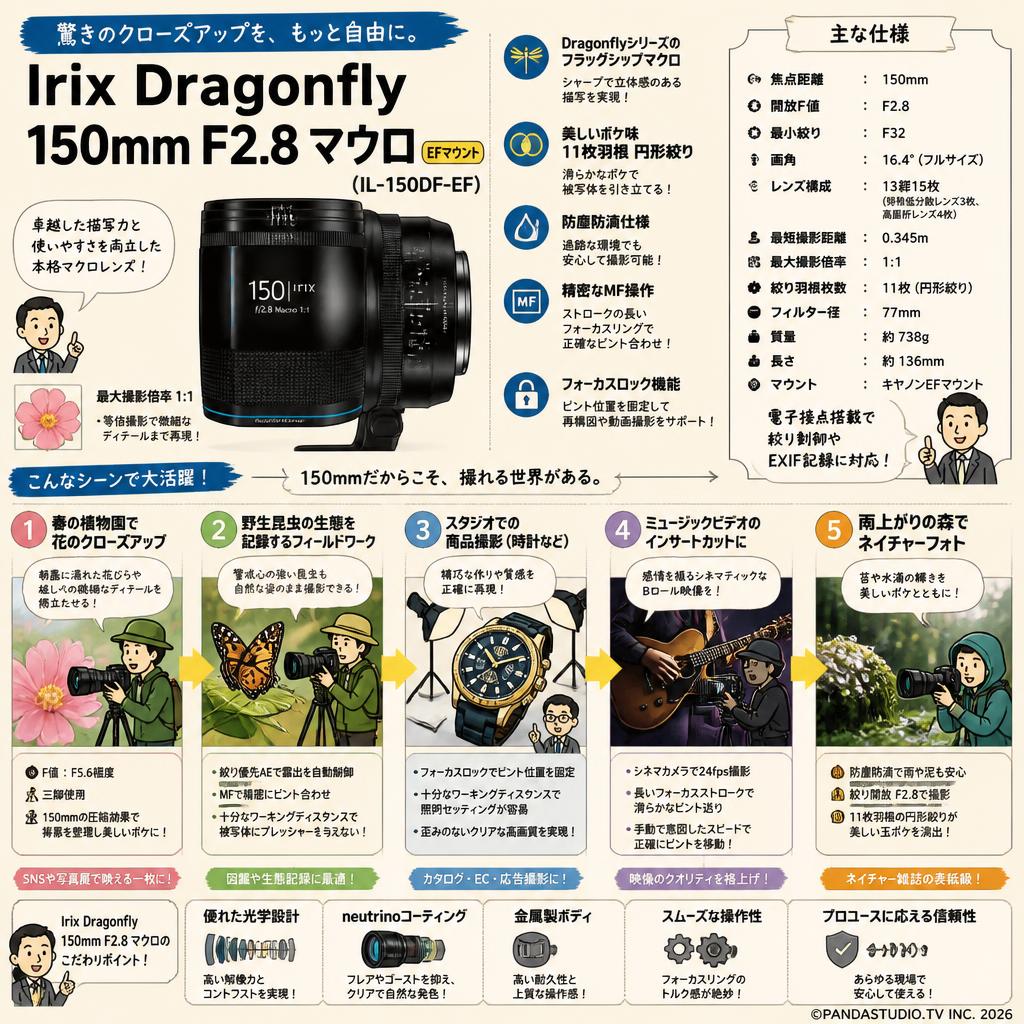 Irix Doragonfly 150mm F2.8 マクロ EFマウント(IL-150DF-EF) 用途