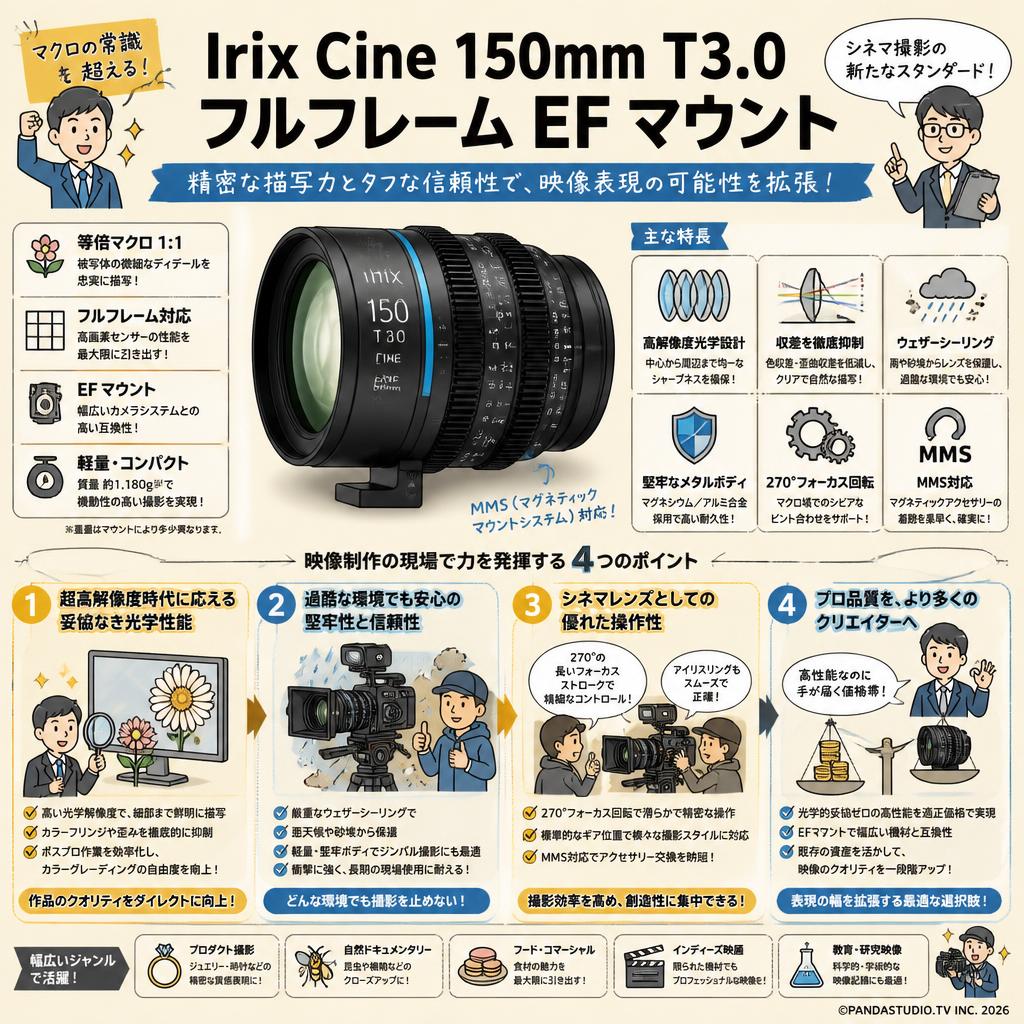 Irix Cine 150mm T3.0 フルフレーム EF マウント 概要