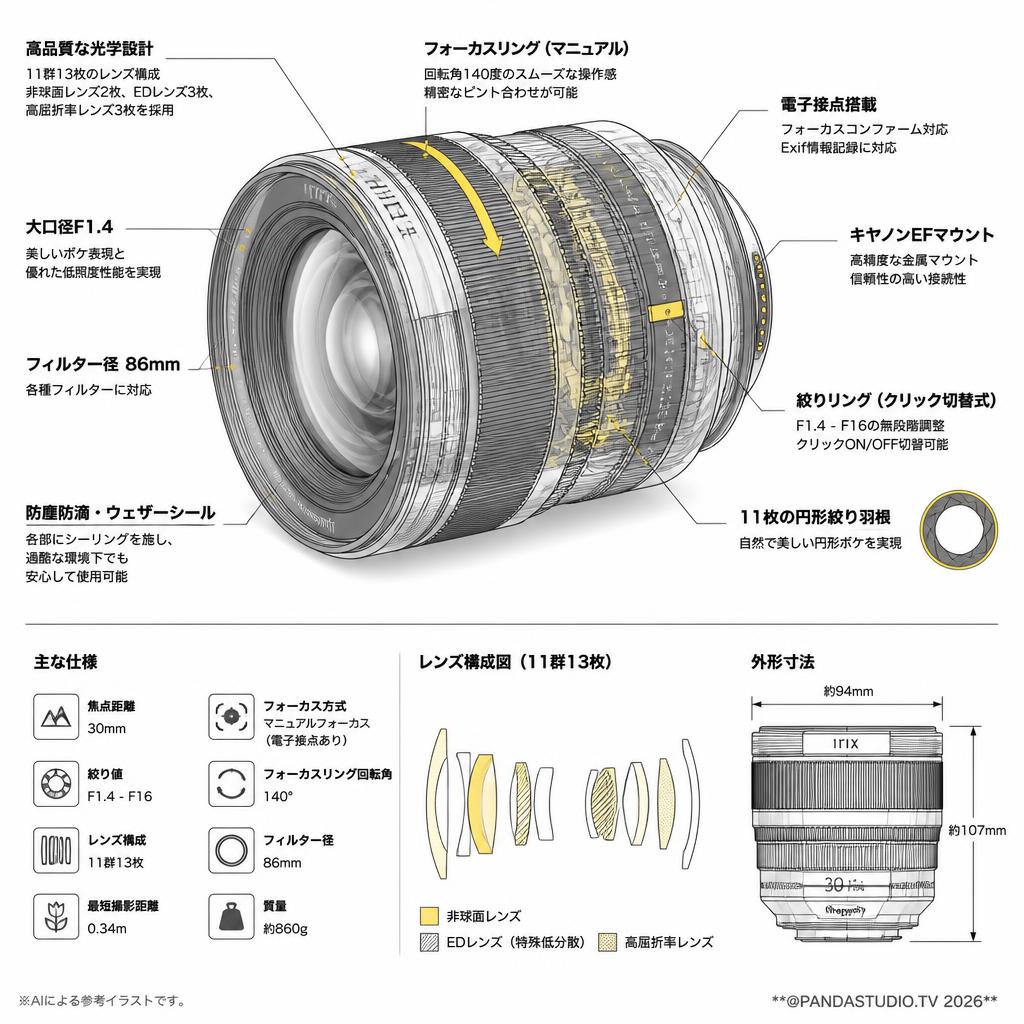 Irix Dragonfly 30mm F1.4 EFマウント（IL-30DF-EF) スペック