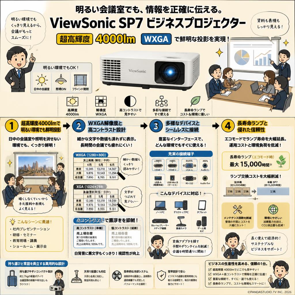 ViewSonic SP7 ビジネスプロジェクター 超高輝度 4000lm WXGA 概要