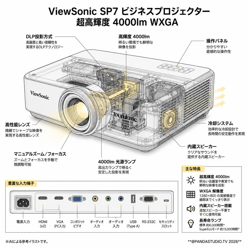 ViewSonic SP7 ビジネスプロジェクター 超高輝度 4000lm WXGA スペック