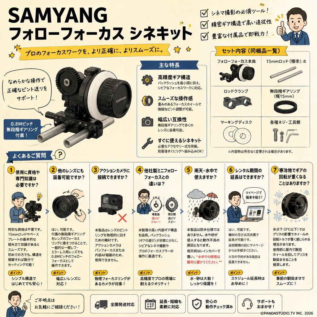 SAMYANG フォローフォーカス シネキット FAQ（よくある質問と答え）
