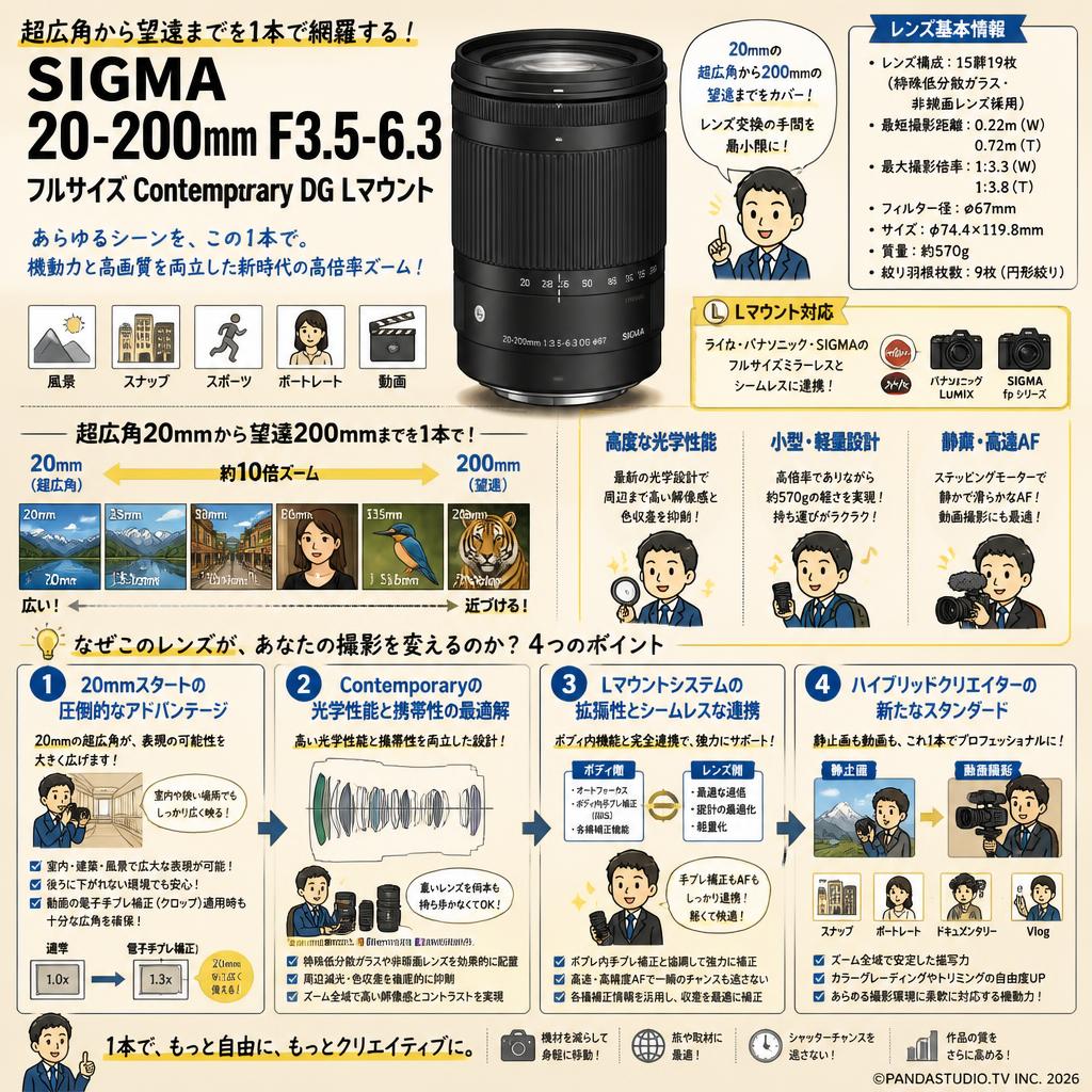 SIGMA 20-200mm F3.5-6.3 フルサイズ Contemporary DG Lマウント 概要