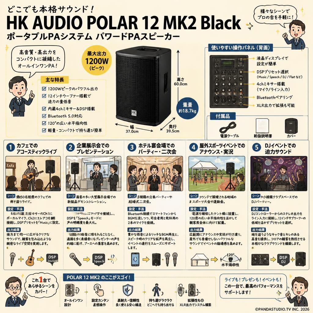 HK AUDIO POLAR 12 MK2 Black ポータブルPAシステム パワードPAスピーカー 用途