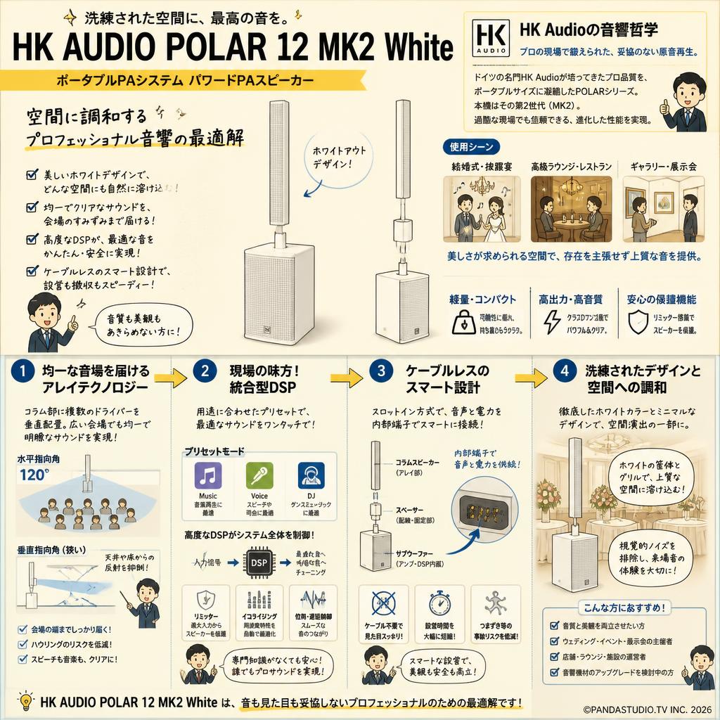 HK AUDIO POLAR 12 MK2 White ポータブルPAシステム パワードPAスピーカー 概要