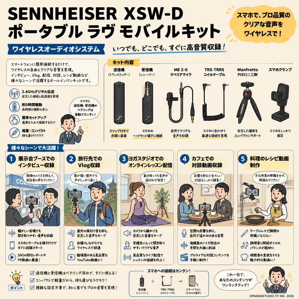 SENNHEISER XSW-D Portable Lav Mobile Kit ワイヤレスオーディオシステム 用途