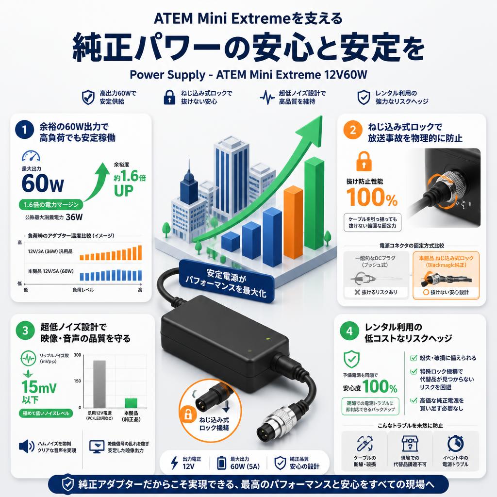 Power Supply - ATEM Mini Extreme 12V60W セールスポイント