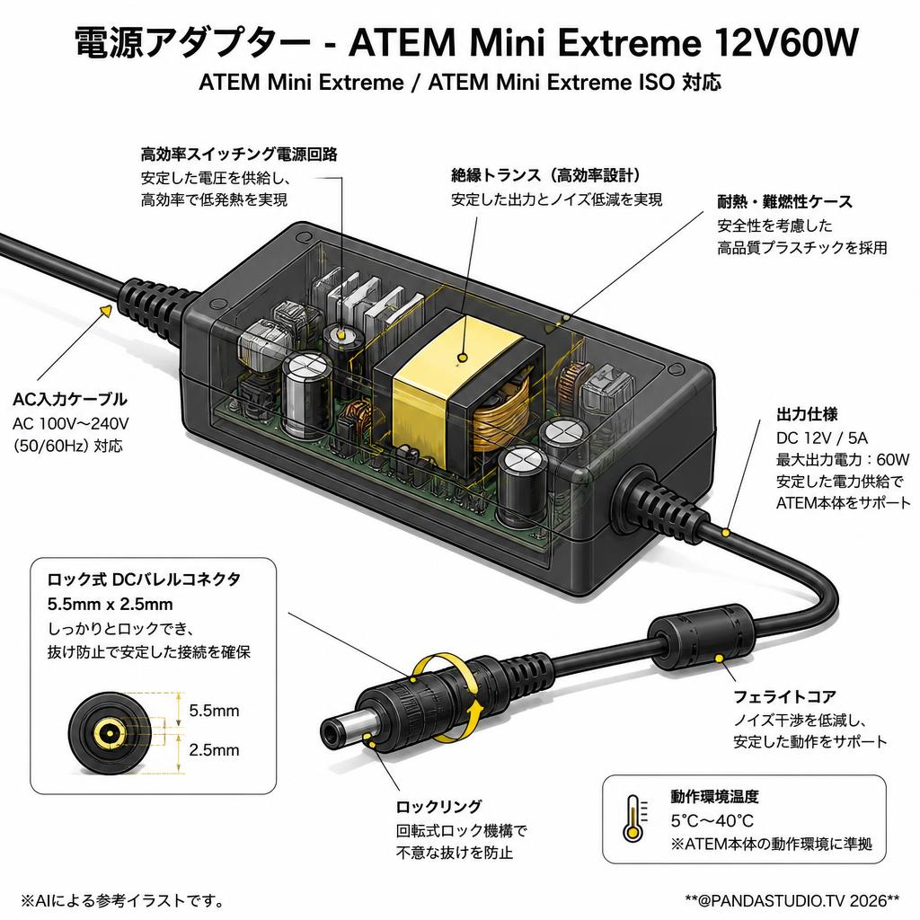 Power Supply - ATEM Mini Extreme 12V60W スペック