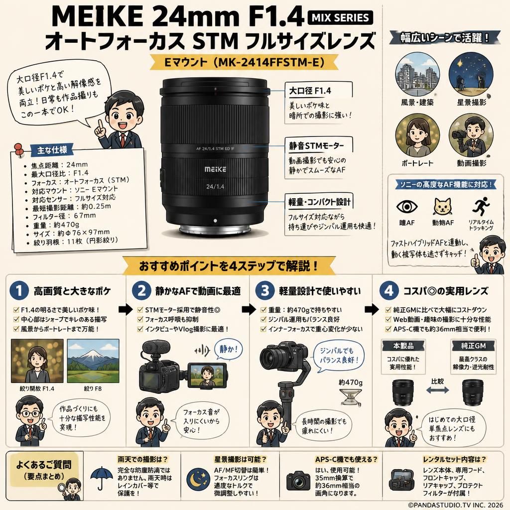 Meike 24mm F1.4 Auto Focus STM Full Frame Lens (MIX SERIES) オートフォーカス Eマウント  (MK-2414FFSTM-E) FAQ（よくある質問と答え）