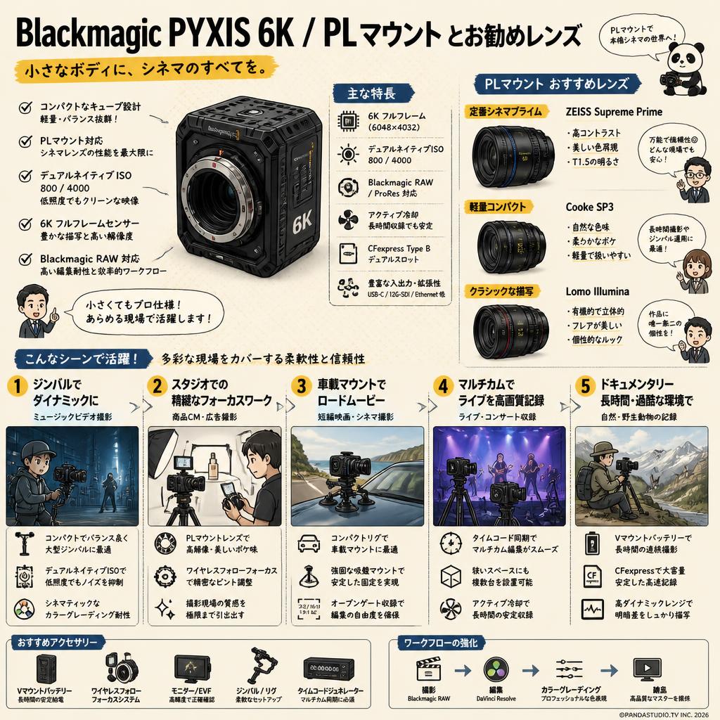 Blackmagic PYXIS 6K  / PLマウント とお勧めレンズ 用途