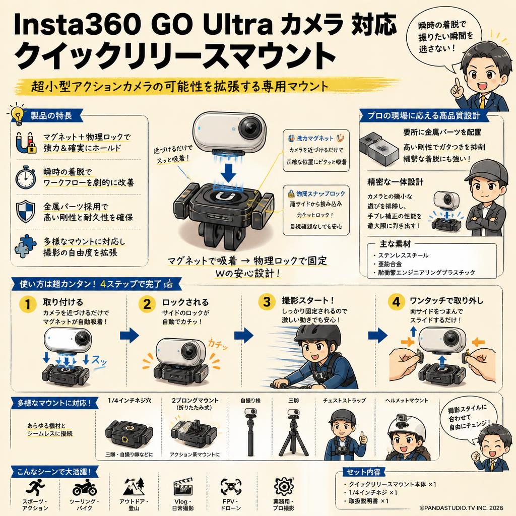 Insta360 GO Ultra カメラ 対応 クイックリリースマウント 概要