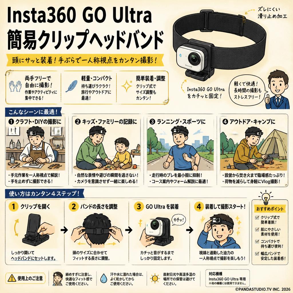 Insta360 GO Ultra 簡易クリップヘッドバンド おもな対象のお客様