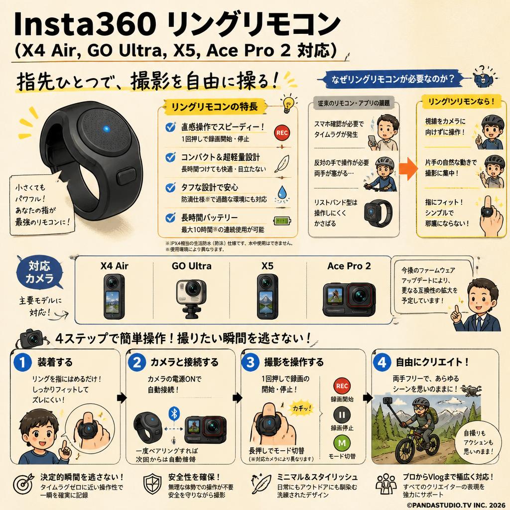 Insta360 リングリモコン（X4 Air,GO Ultra,X5,Ace Pro 2 対応） 概要