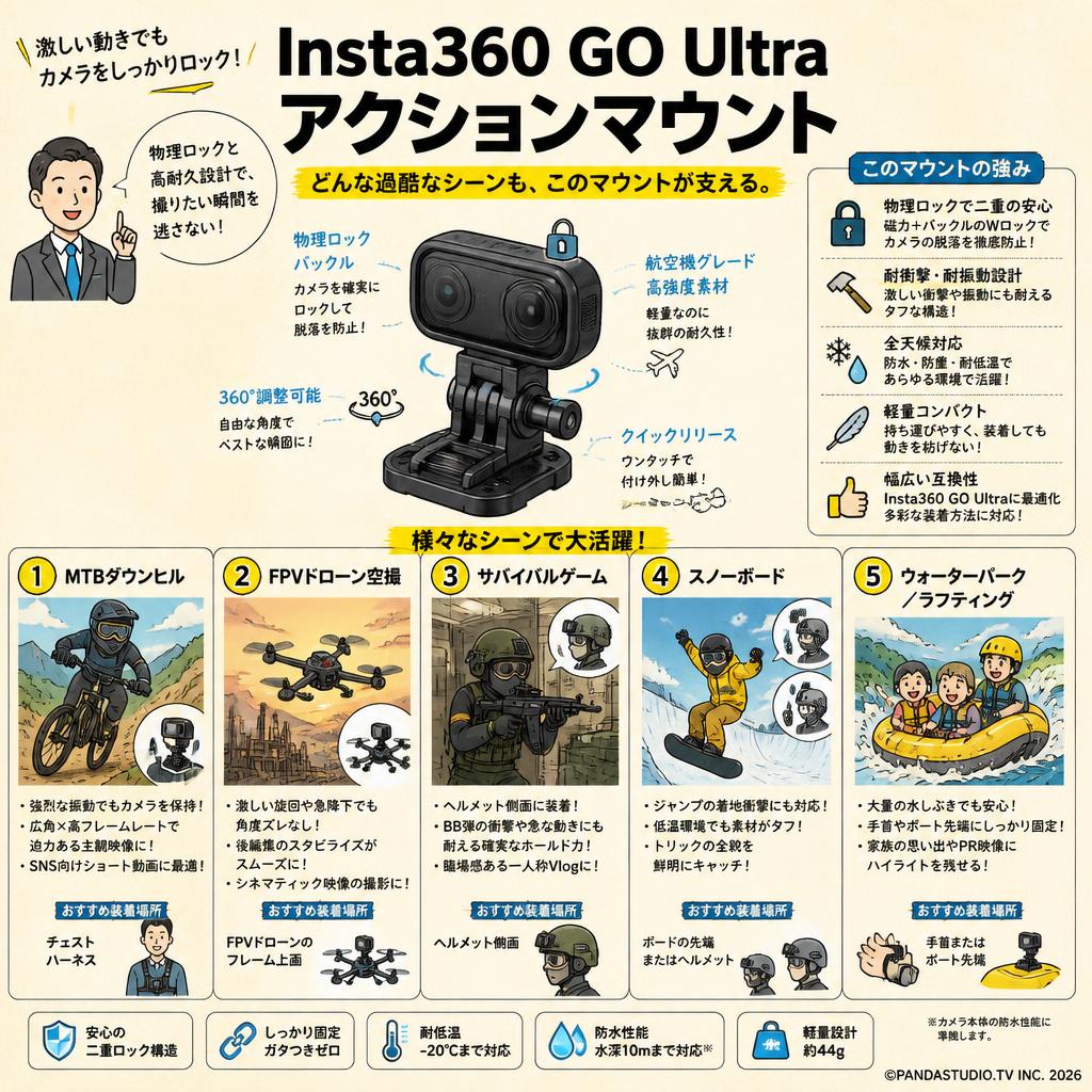 Insta360 GO Ultra アクションマウント 用途