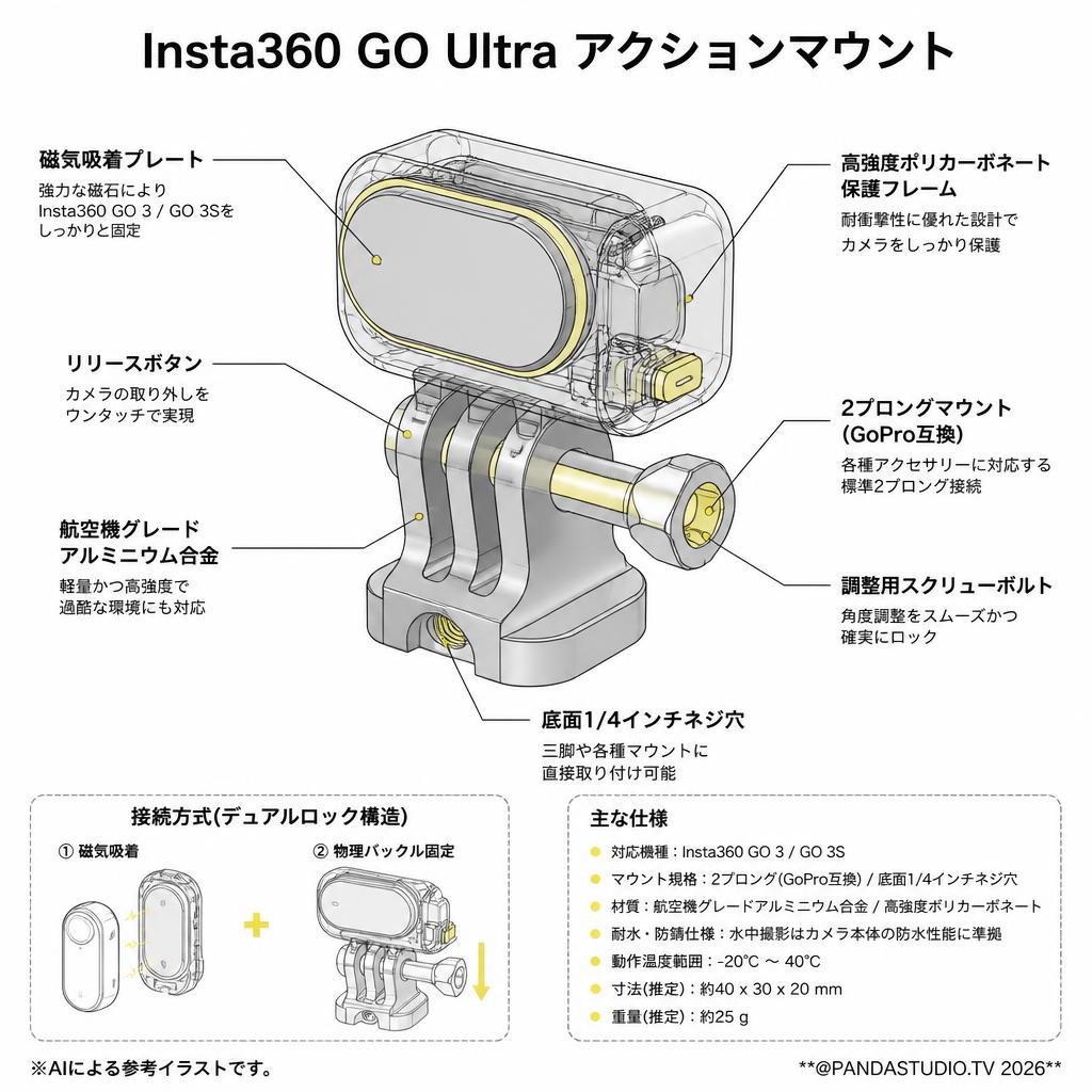 Insta360 GO Ultra アクションマウント スペック