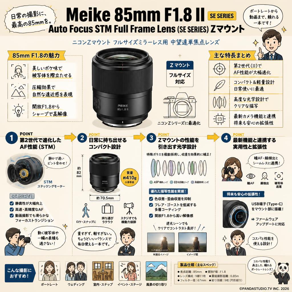 Meike 85mm F1.8 II Auto Focus STM Full Frame Lens(SE SERIES)Zマウント 概要
