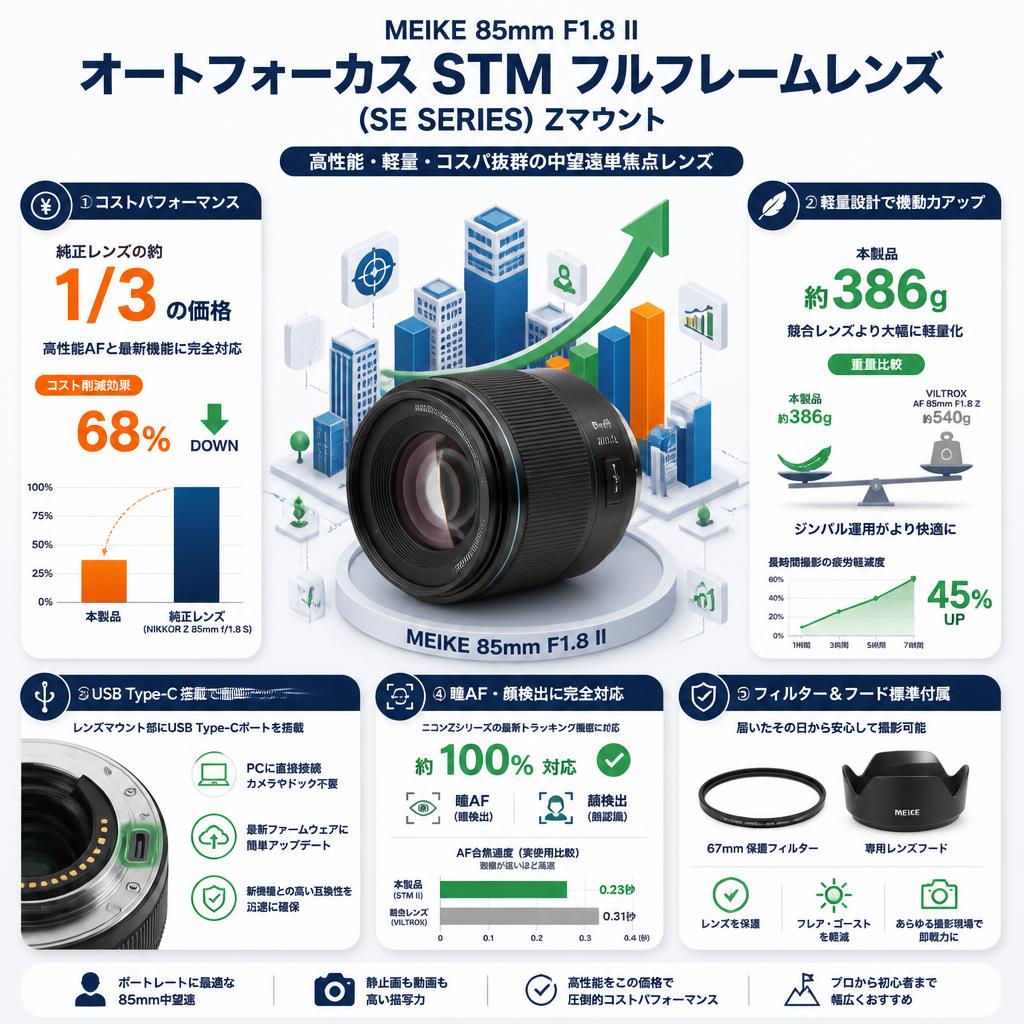 Meike 85mm F1.8 II Auto Focus STM Full Frame Lens(SE SERIES)Zマウント セールスポイント