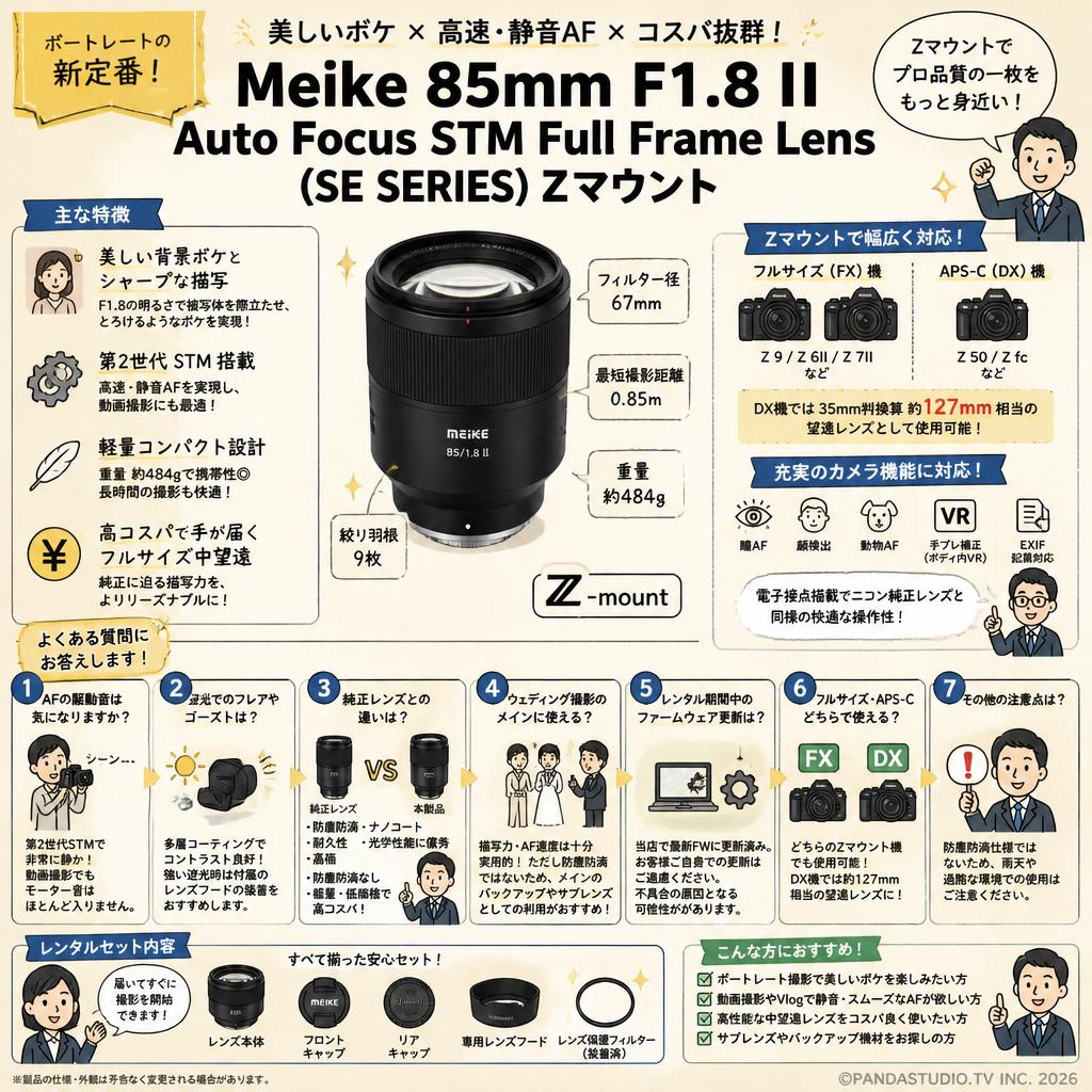Meike 85mm F1.8 II Auto Focus STM Full Frame Lens(SE SERIES)Zマウント FAQ（よくある質問と答え）