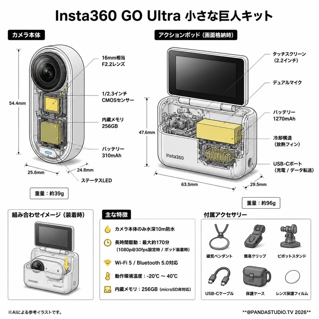 Insta360 GO Ultra 小さな巨人キット スペック