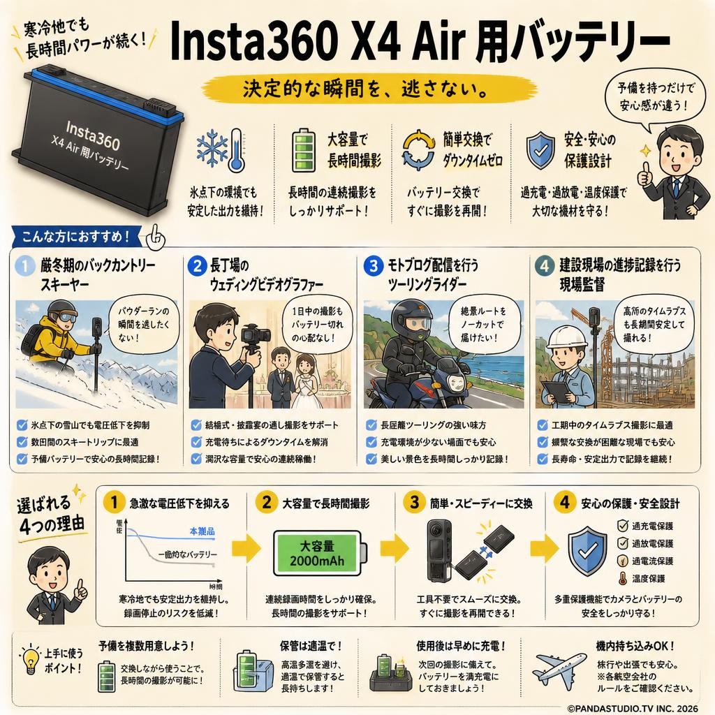 Insta360 X4 Air 用バッテリー おもな対象のお客様