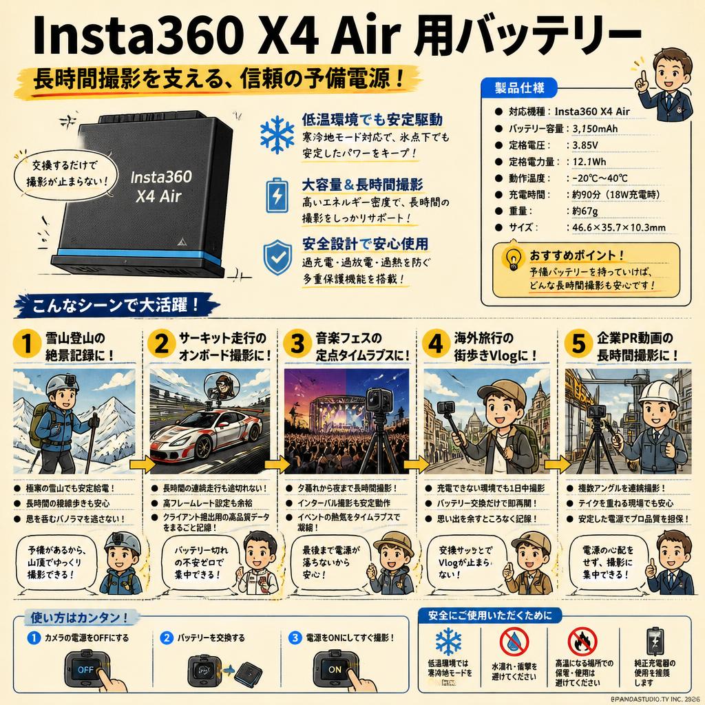 Insta360 X4 Air 用バッテリー 用途