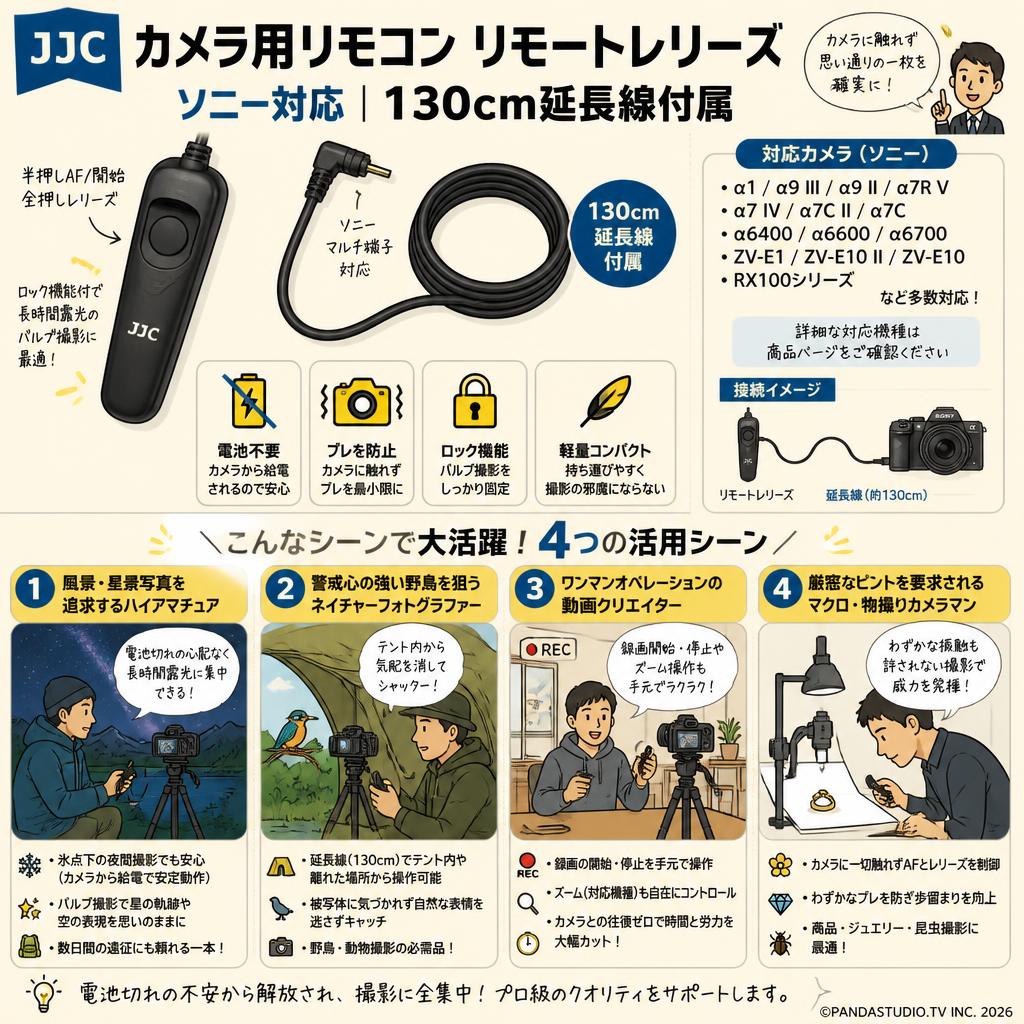 JJC カメラ用リモコン リモートレリーズ ソニー 対応 130cm 延長線付属 おもな対象のお客様