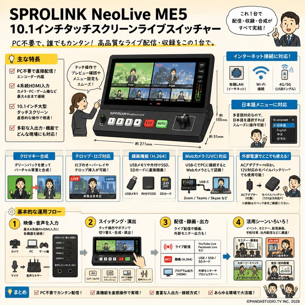 SPROLINK NeoLive ME5 10.1 インチタッチスクリーンライブスイッチャー FAQ（よくある質問と答え）