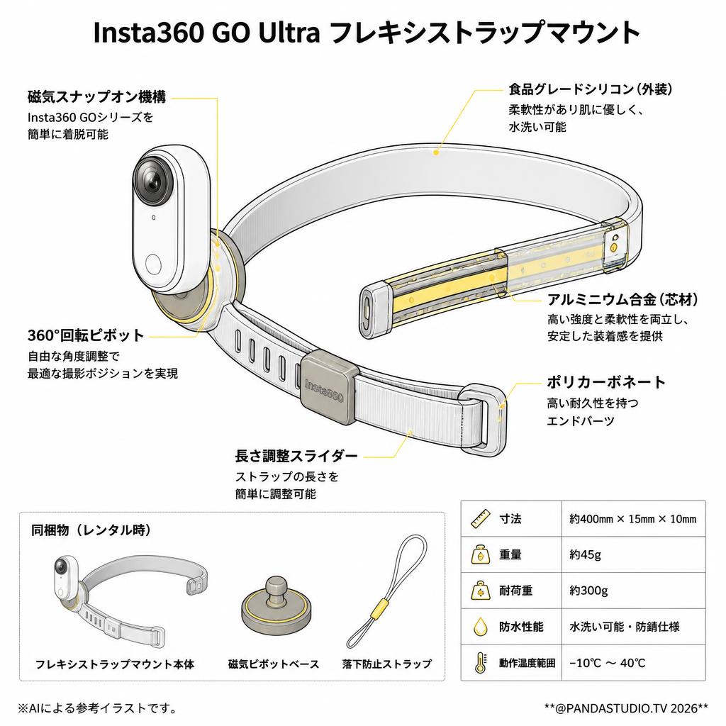 Insta360 GO Ultra フレキシストラップマウント スペック