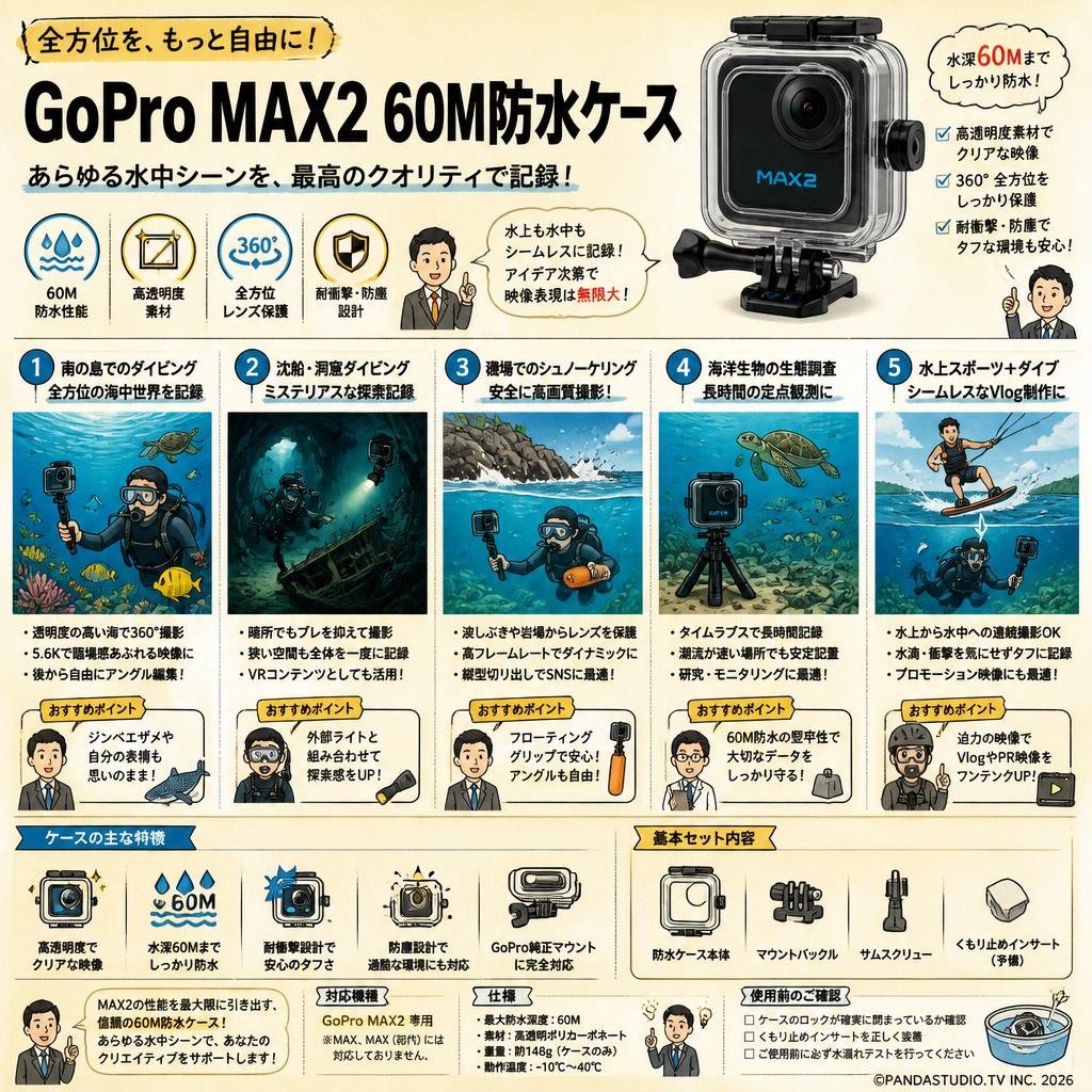GoPro MAX2 60M防水ケース 用途