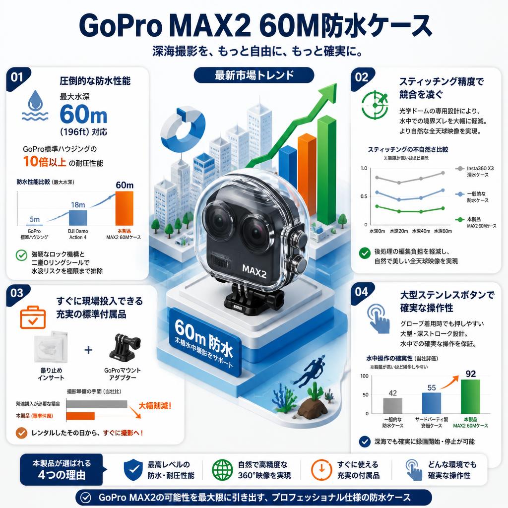 GoPro MAX2 60M防水ケース セールスポイント