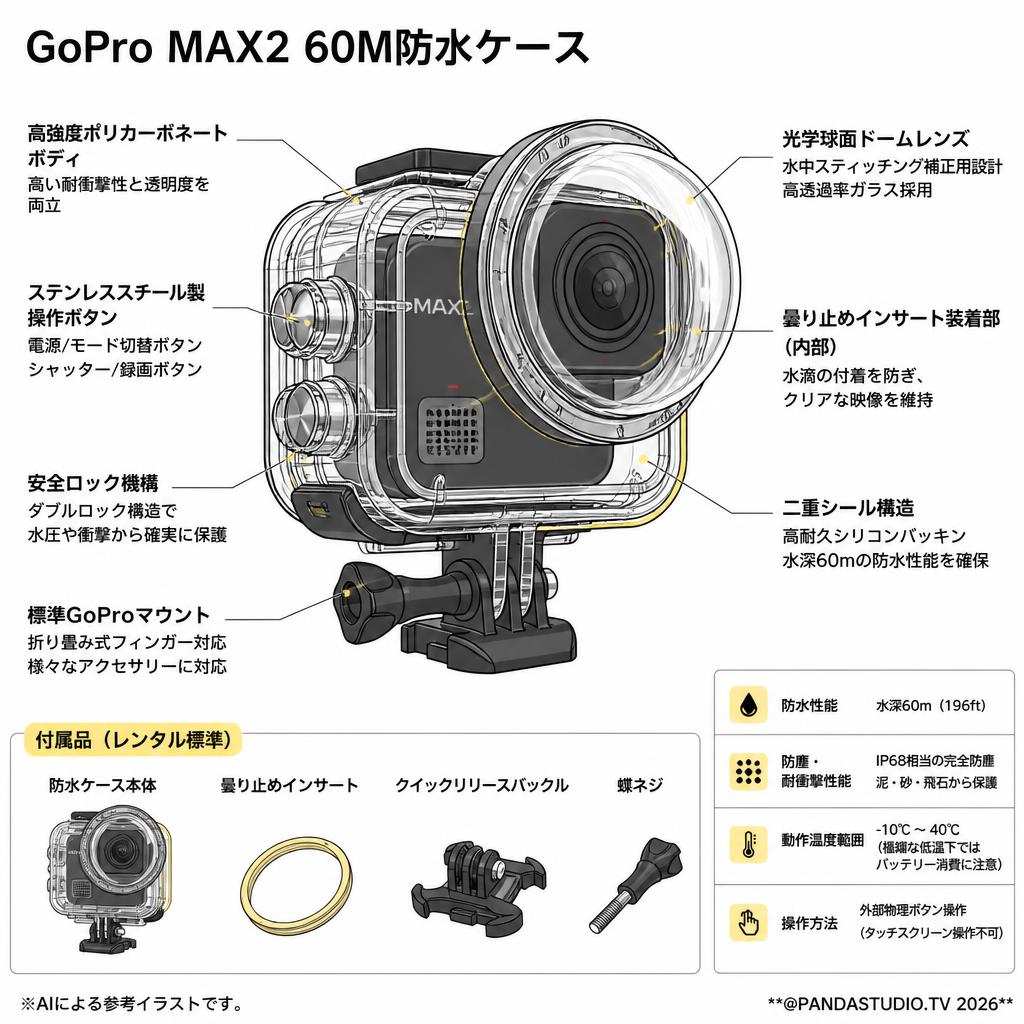GoPro MAX2 60M防水ケース スペック