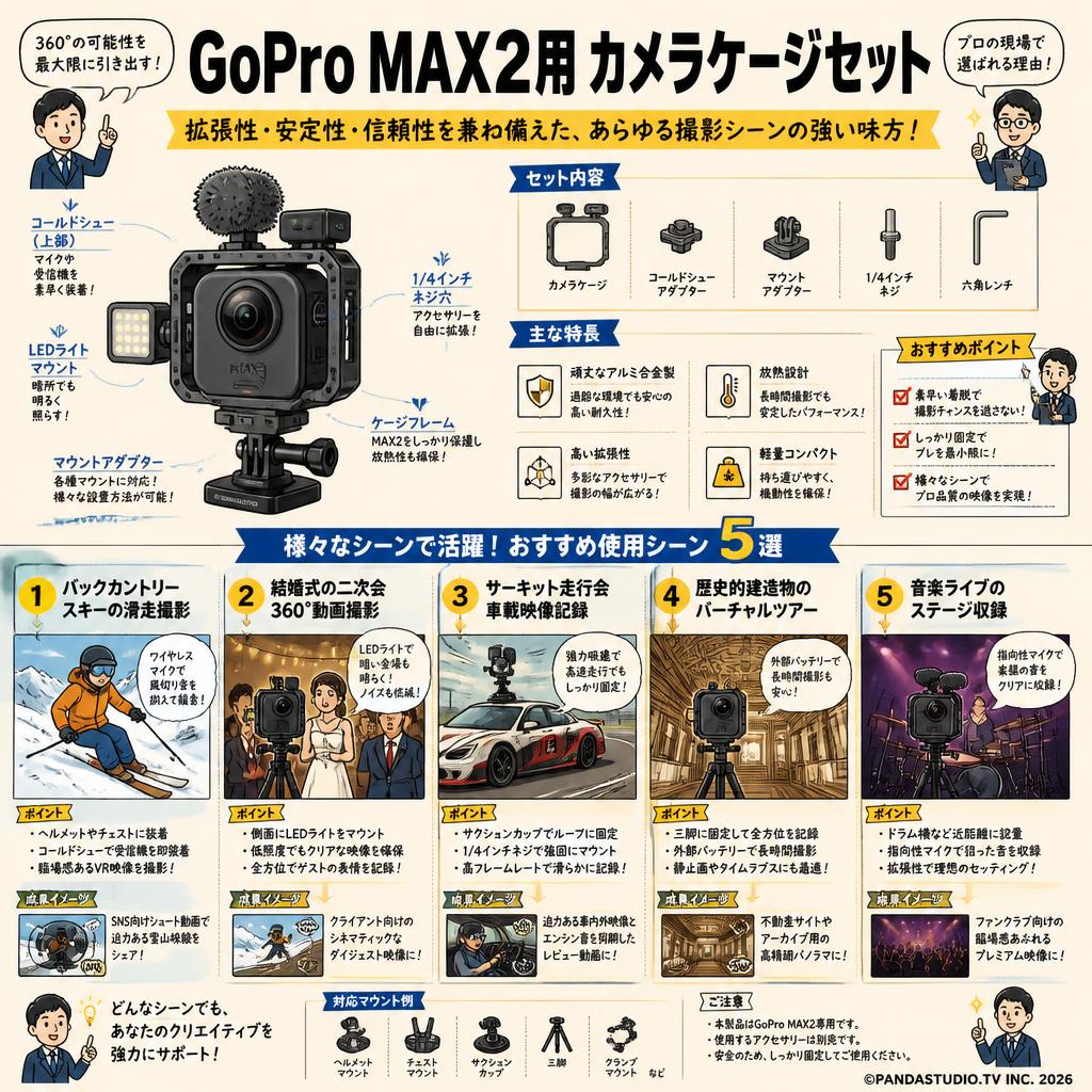 GoPro Max2用 カメラケージセット 用途