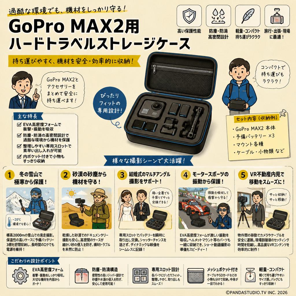 GoPro Max2用 ハードトラベルストレージケース 用途