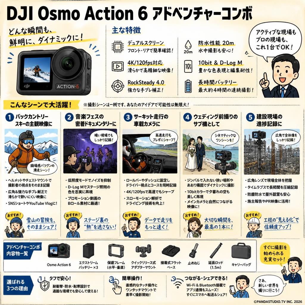 DJI Osmo Action 6 アドベンチャーコンボ 用途